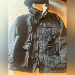 Mens Vintage Y2k Abercrombie Fitch Military Sherpa Bomber Jacket